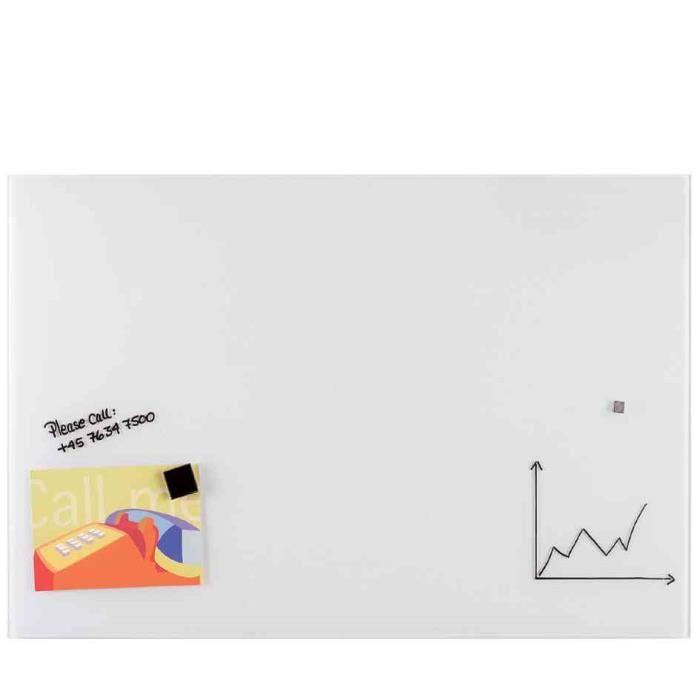 Tableau Blanc Magnétique MOB 90x120 Cm - Surface Laquée, Inscriptible - Avec Bac De Rangement - Pour Bureau Ou Salle De Réunion