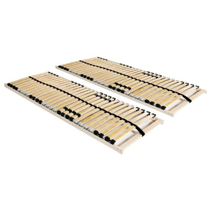 Sommiers à lattes - FYDUN - 28 lattes - A monter soi-même - 80x200 cm - Pieds de lit inclus