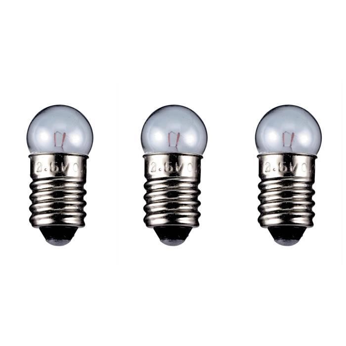 Lot de 3 Ampoules Torch Lamp Globular Culot E10 2.35 W 6 V (DC) 400 mA