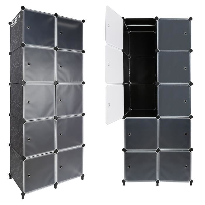 HUOLEArmoire en plastique pp à 5 niveaux et 10 compartiments avec un