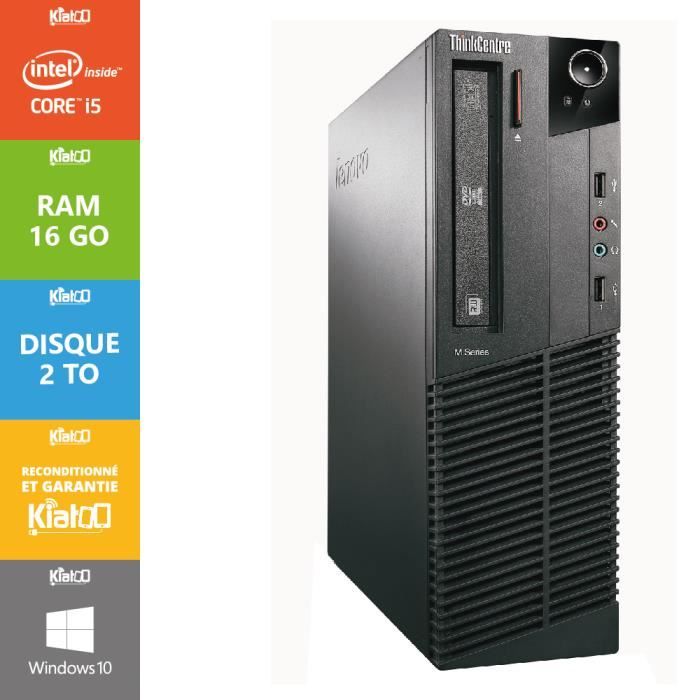 Lenovo - PC Bureau ThinkCentre M91 - Intel Core i5 - RAM 16 Go - Stockage 2 To HDD - Reconditionné - Windows 10 - Lenovo