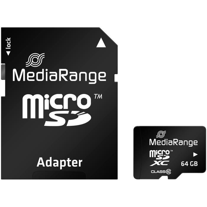 MediaRange Carte microSDXC Classe 10 avec Adaptateur SD Transfert Rapide - vue 2