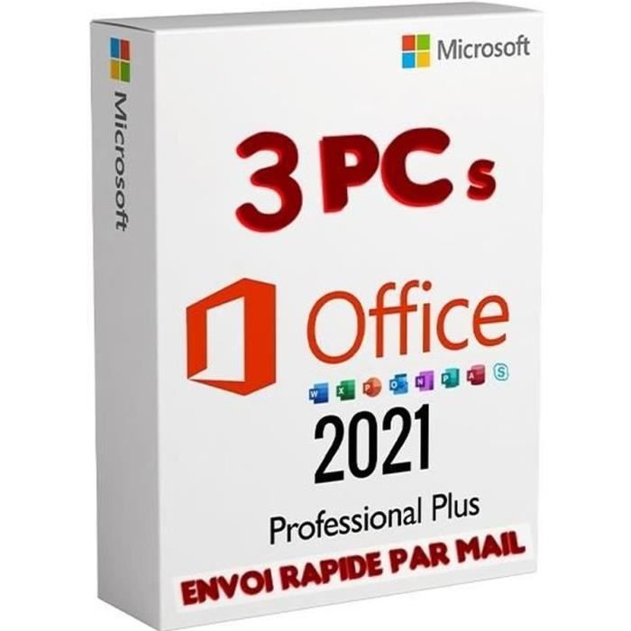 OFFICE 2021 PRO PLUS 3 PC – En Téléchargement – Envoi Rapide par MAIL