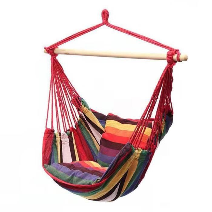 mothinessto chaise suspendue chaise hamac en toile, portable, confortable, à rayures colorées, corde suspendue, sport matelas