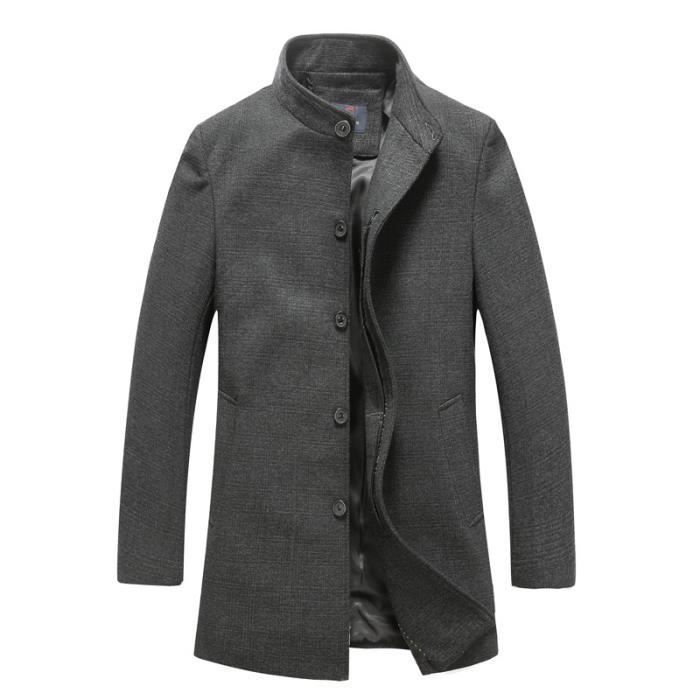 Parka Homme Laine Col montant Long Manteau en Cachemire VeTement Masculin fonce1 Gris fonce1 Cdiscount Pret a Porter