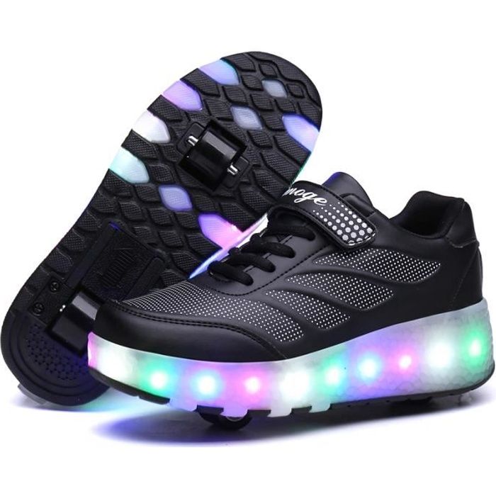 Garçons Filles USB Rechargeable skateboard Chaussures à roulettes 1Roue/2 Roues LED Patins à roulettes pour Unisexe Enfants Retractable Basket Roulette Baskets Lumineuse avec Roue Chaussures de Sport 