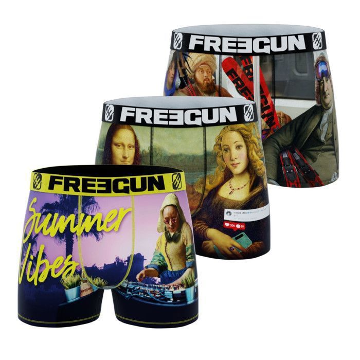 Boxers Homme FREEGUN Lot de 3 Beige en Polyester et Elasthanne Beige Cdiscount Pret a Porter