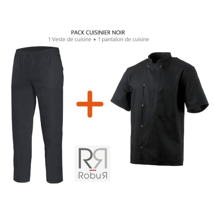 VESTE DE CUISINE PANTALON DE CUISINE NOIR