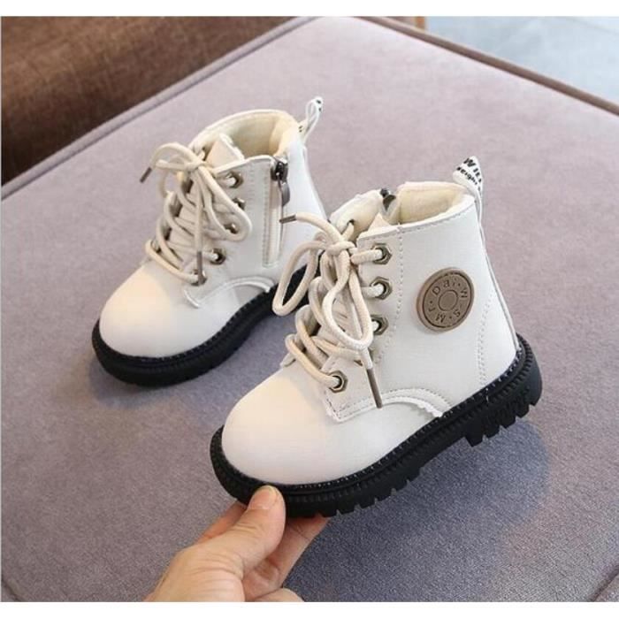 Bottes Martin en cuir pour enfants ECELEN Blanc Fille Blanc