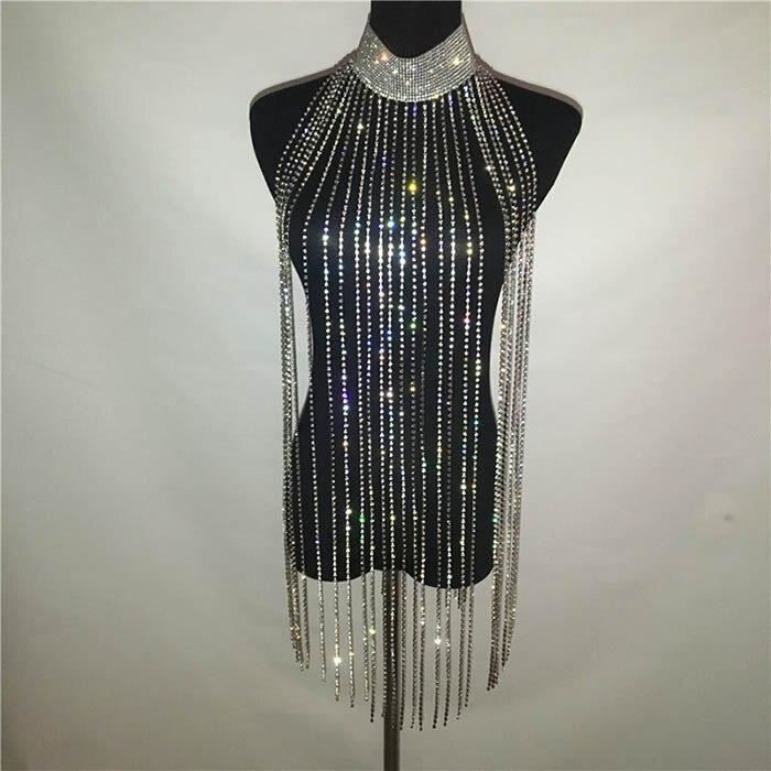 Robe Robe longue franges avec strass dor e et argent e tenue de