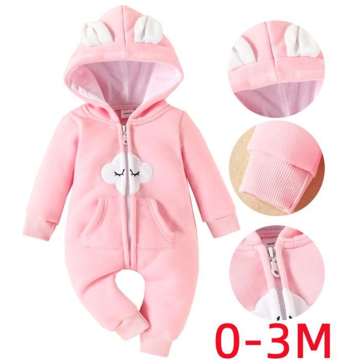 AIEOE Bébé Combinaison Unisexe Grenouillères Dessin Animé Barboteuse à Capuchon Chaud Pour Tout-Petit Costume Animal 3-6 Mois