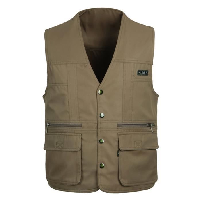 Gilet de Pêche Hommes INSFITY Multi-poches Veste Boutons