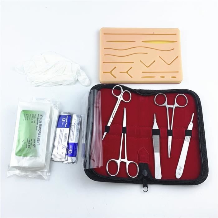 Kit d'entraînement de suture pour l'entraînement à la suture, avec  coussinet de suture en silicone avec 17 plaies prédécoupées, kit d'outils  de suture, fil de suture et aiguille : : Commerce, Industrie
