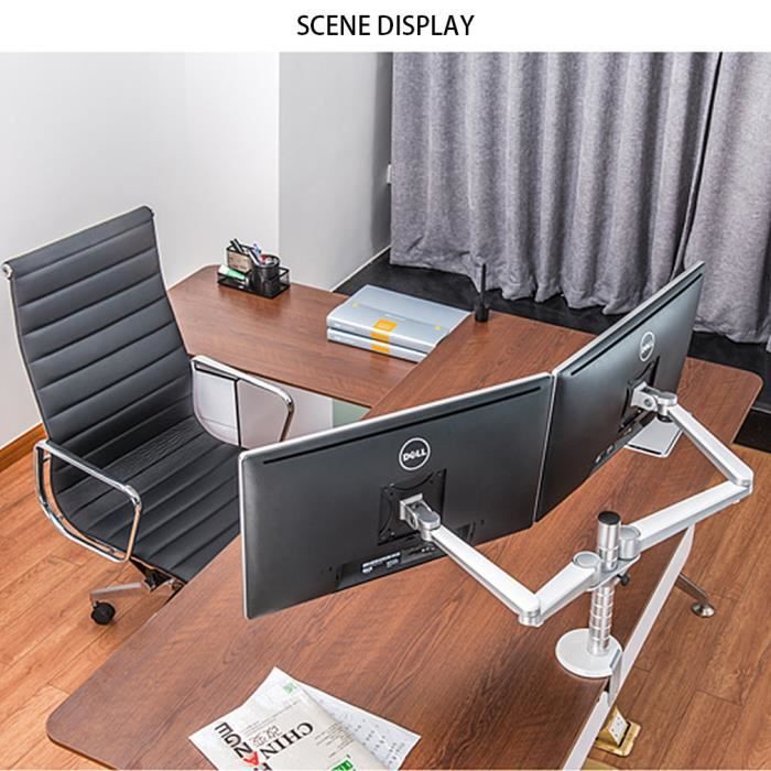 Support de Bureau PC Moniteur pour 2 Écrans LCD LED Bras Ergonomique  Hauteur Réglable Fixation Bureau - Cdiscount Informatique