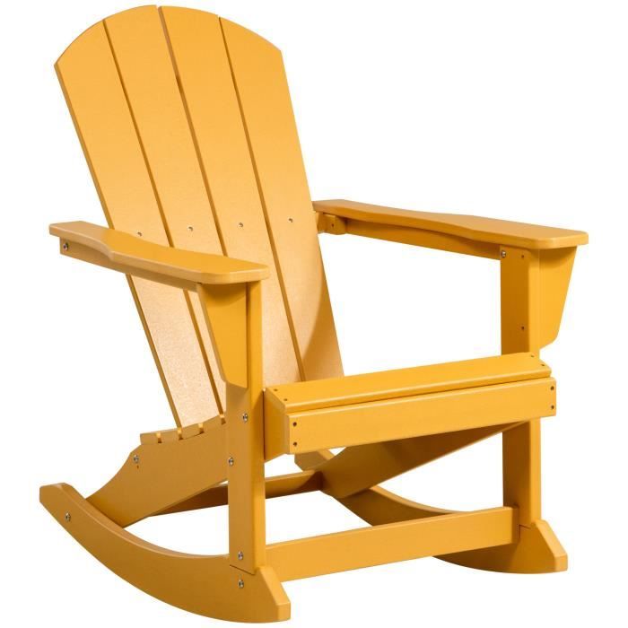 fauteuil de jardin adirondack à bascule - outsunny - orange - style néo-rétro - assise dossier ergonomique hdpe