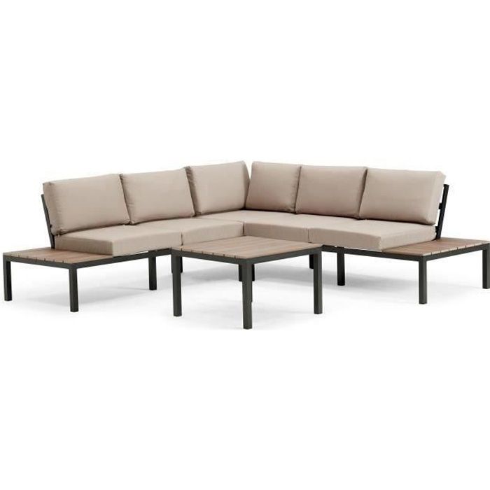 salon de jardin 6 places ensemble de jardin canape d angle et table basse avec coussins cdiscount jardin