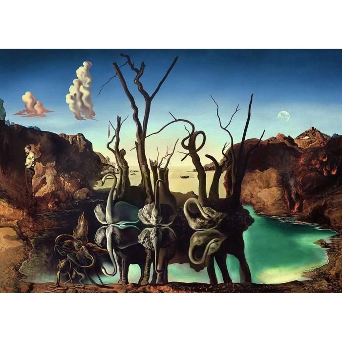 Puzzle 1000 pièces - RAVENSBURGER - Cygnes se reflétant en éléphants - Blanc - 70x50 cm - Adulte