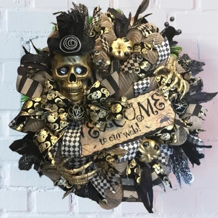 Couronne D'Halloween De Sorcière Sorcière Halloween Guirlande Fabriquée