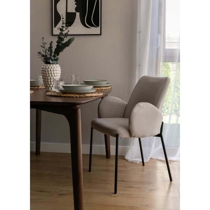 chaise tapissée - selsey - micates - tissu - métal - avec accoudoirs