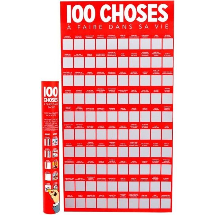Poster À Gratter Liste de Choses à Faire Avant de Mourir « 100