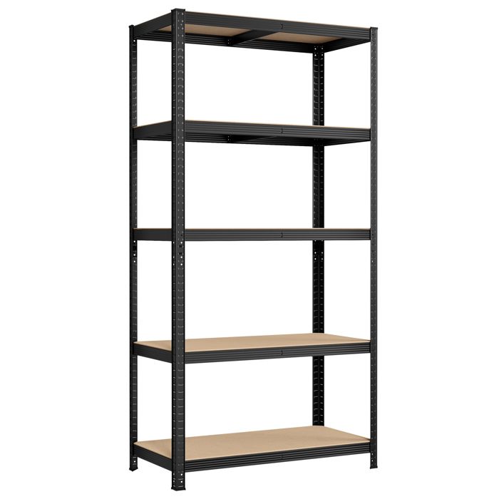 Étagère Métal Noir Robuste - 90x50x45 Cm, Charge 175 Kg Par Plateau - 3 Niveaux Ajustables, Montage Facile Sans Vis