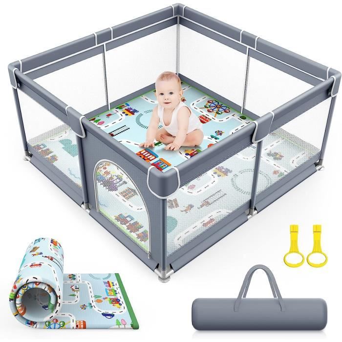 Parc Bébé Pliable GERCHAM 120x120cm - Avec Maille Respirante - Base Antidérapante - Intérieur/Extérieur