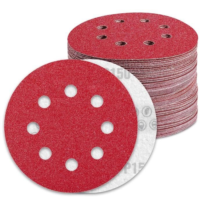 Disques Abrasifs 125mm Grain 80 - Lot De 50, 8 Trous, Pour Ponceuse Excentrique, Bois, Métal, Plastique