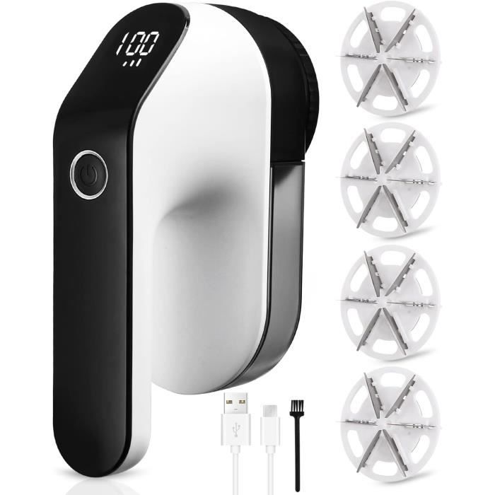 Dreamhigh Rasoir Anti-Bouloches Électrique Rechargeable - 2-en-1 Avec Brosse - 3 Vitesses - Écran LED - Pour Vêtements, Couettes, Etc.
