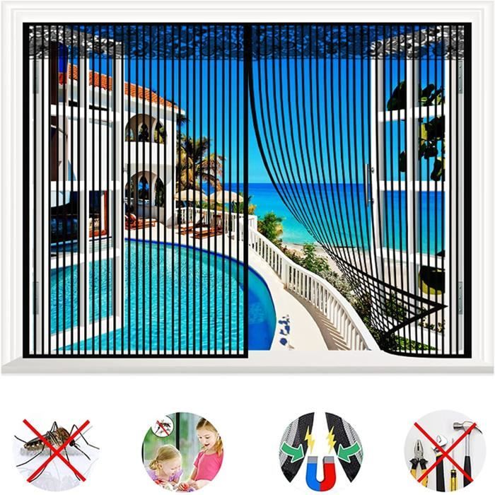 Magnétique Moustiquaire Mouche Aimant 85 X 125 Cm Maille Rideau Anti Insectes Sans Percer Facile À Installer Porte Anti Insecte Pour Les Types De Fenêtres, Blanc