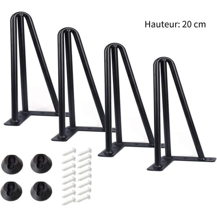 4 pièces-trois pôles-pieds de table en épingle à cheveux pieds de meubles + vis + 4 protège-jambes-hauteur: 20 cm 4 pièces-trois pôles-pieds de table en épingle à cheveux pieds de meubles + vis + 4 protège-jambes-hauteur: 20 cm