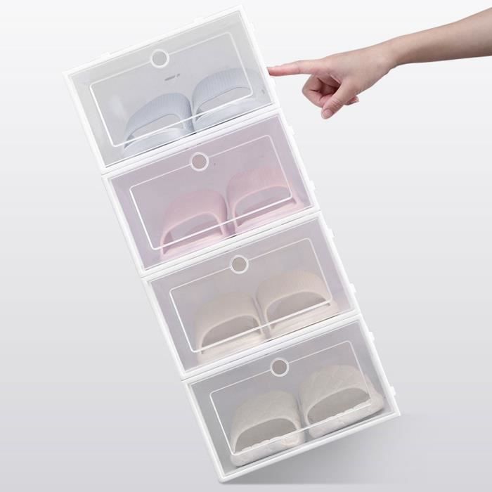 Tbest boîte de rangement pour chaussures Ménage Épaissir Boîte à chaussures  empilable transparente Boîte à chaussures