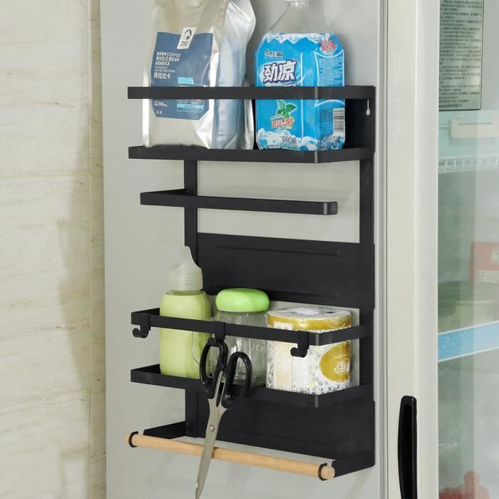 étagère de réfrigérateur durable black Aimant étagère de réfrigérateur étagère de rangement suspendue étagère suspendue pour réfrigérateur pliage multifonctionnel pour la cuisine de