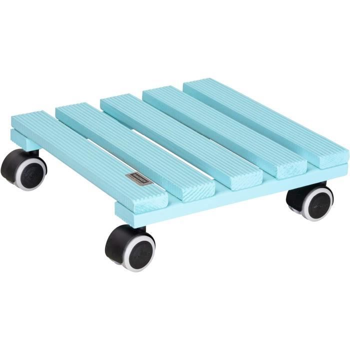 Support à Roulettes Pot De Fleur Bois Massif Aulne - 28x28x5,5 Cm - Charge 100 Kg - Feng Shui