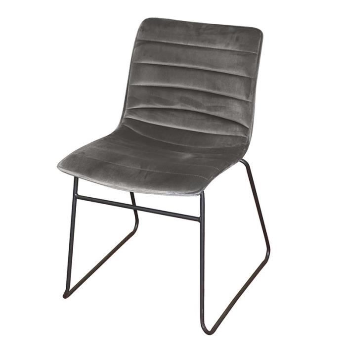 chaise en velours côtelé gris - urban living - brooklyn - contemporain - design - tissu - métal
