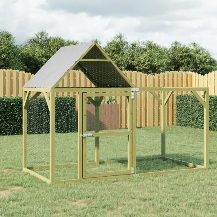 vidaXL Poulailler Pin massif imprégné 200 x 100 x 150 cm