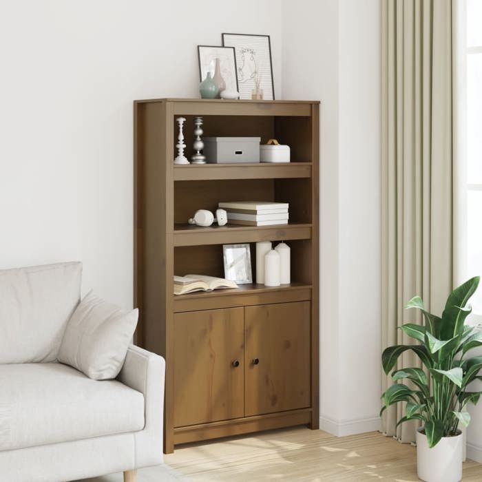 823522 vidaXL Buffet haut Marron miel 80x35x154 cm Bois massif de pin