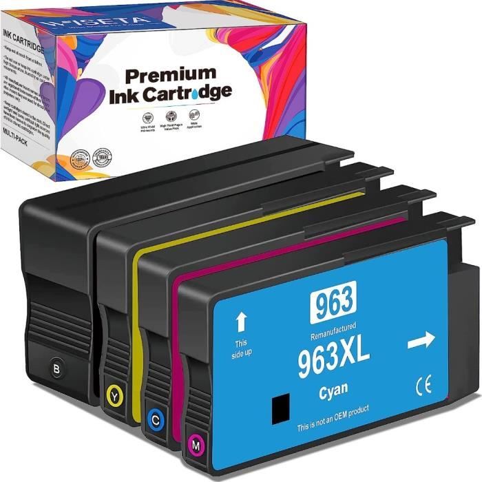 COMETE - 963 XL - 4 cartouches compatibles avec HP 963 XL - Noir