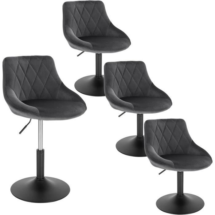 Lot de 2 Tabourets de Bar en Velours Noir - HUIRONGJI - Hauteur Lot de 2 Tabourets de Bar en Velours Noir - HUIRONGJI - Hauteur
