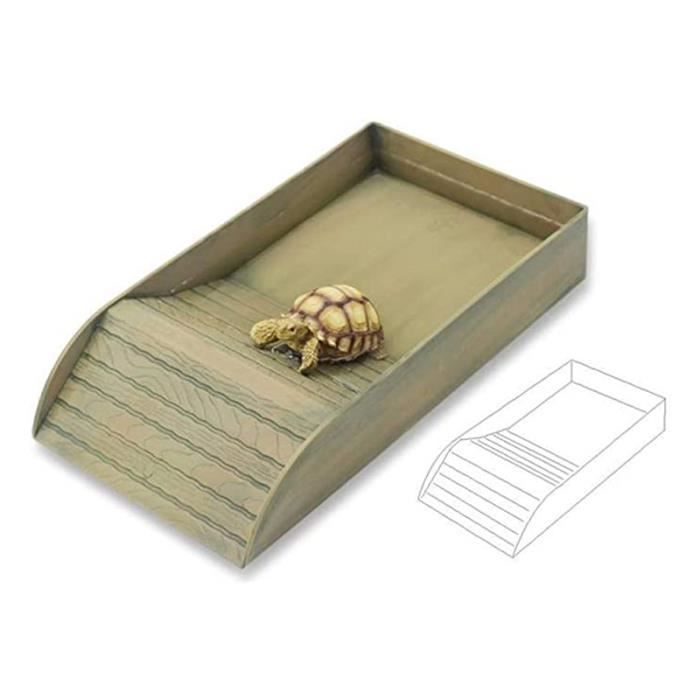 Meilleurs prix pour Plastique grande tortue Reptile boîte tortue d'eau échelle tonneau bassin grenouille cornue lézard serpent bassin, Grain de bois,