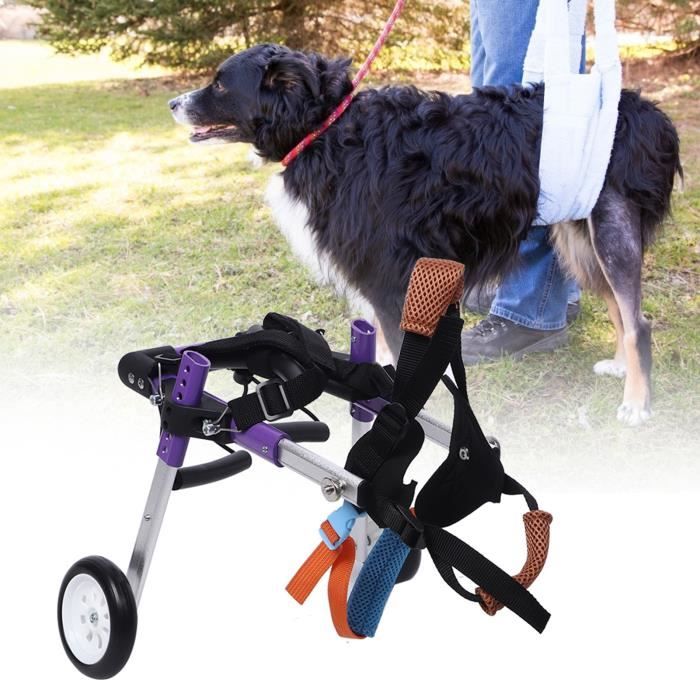 yaj fauteuil roulant en alliage d'aluminium double roue rééducation des jambes auxiliaire pour handicapé chiens chat (violet)