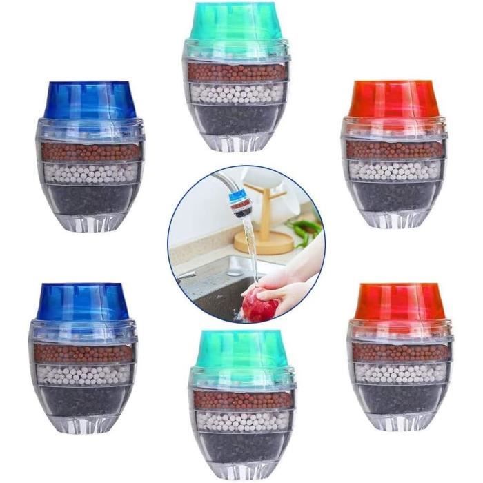 Comparer les prix de 6PCS Cuisine Robinet Robinet Filtre Rond à Charbon Actif Filtre à Eau de Robinet à 5 Couches Home Eau Purifiée Robinet