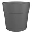 Pot à fleurs et plantes rond CAPRI LARGE - Plastique - Réservoir d'eau - diamètre 30 cm - Anthracite - ARTEVASI-1