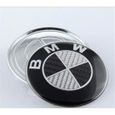 KIT 7 Badge Insigne Logo Embleme BMW Carbone Noir Capot 82mm -Coffre 74mm -Volant - Cache Moyeu 68mm-1