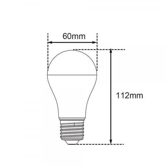 Lot x5 Ampoules LED standard, culot E27, conso 9W, eq. 60W, blanc