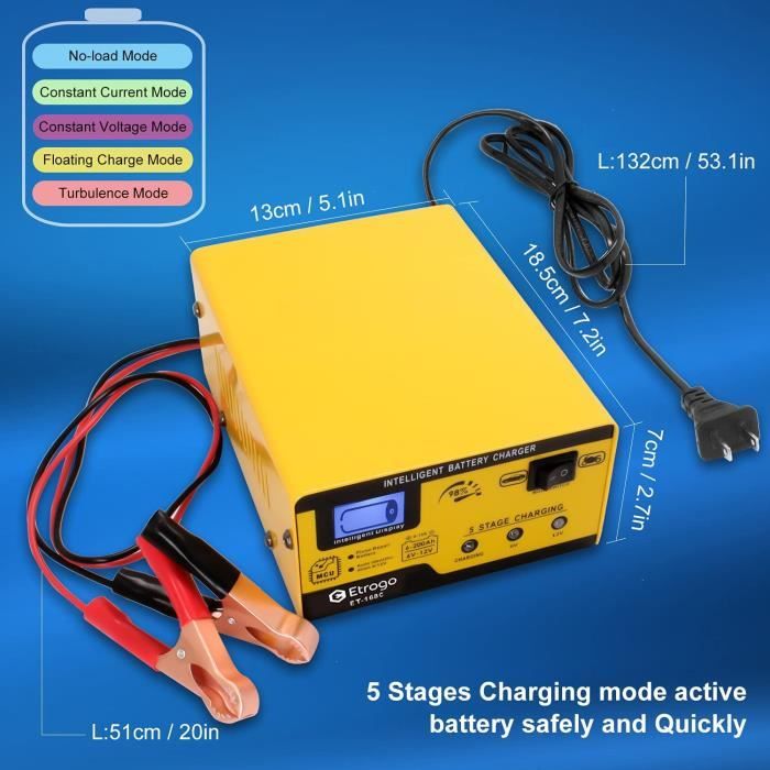Chargeur de Batterie 12V 6V 1A-15A Intelligent Entièrement