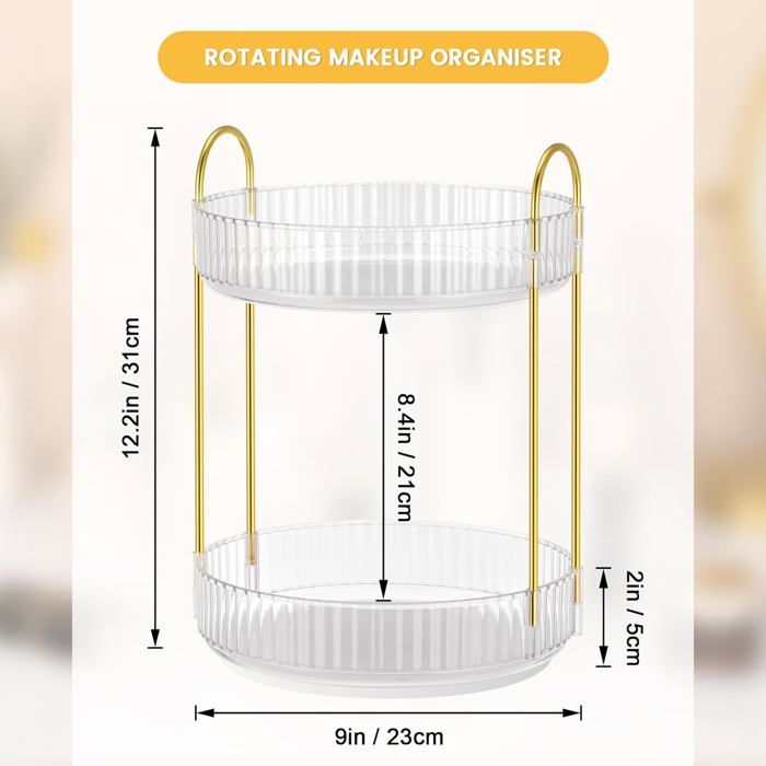 Organisateur Maquillage Rotatif 360° SLHEQING - Rangement Acrylique Réglable Pour Produits Beauté