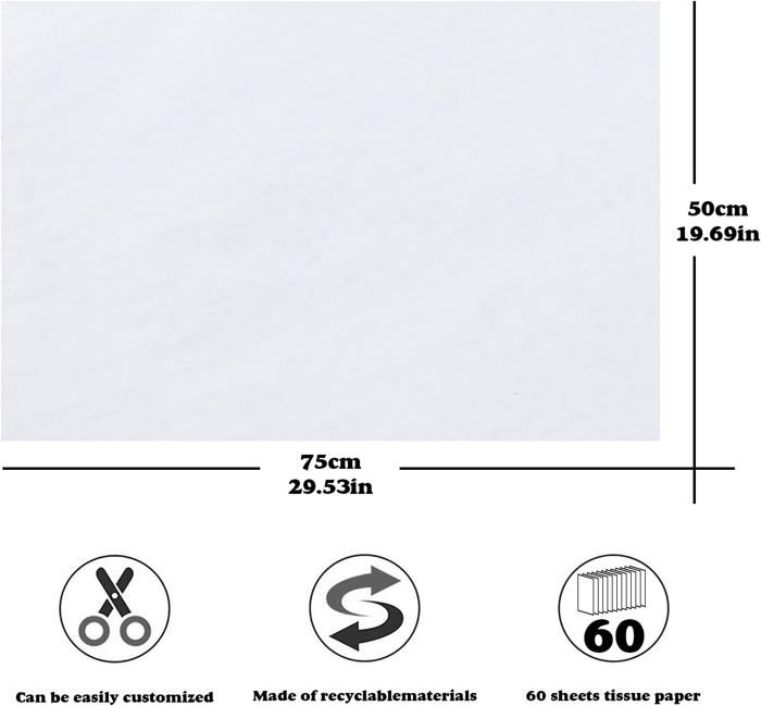Lot de 60 feuilles de papier de soie imprimé vache 50,8 x 50,8 cm