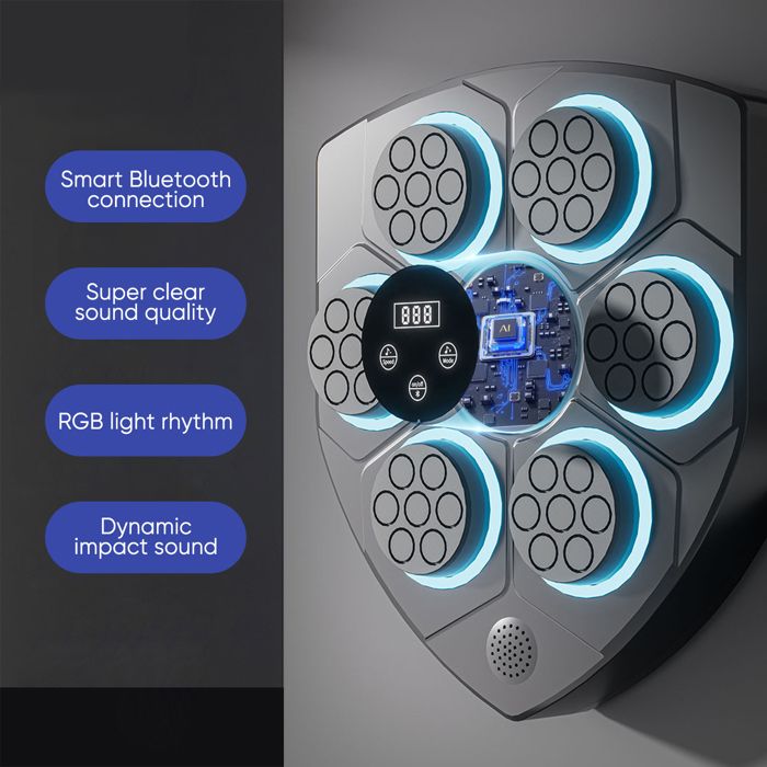 Machine De Boxe Musicale Ruiqas Avec Gants - Bluetooth, LED, 9 Modes Et 18 Vitesses - Pour Maison, Bureau, Gym