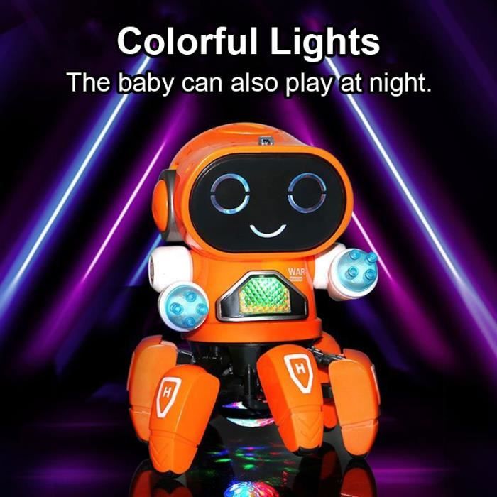 Orange-Robot Dansant Électronique Intelligent, Jouet Éducatif Avec Lumière  Flash Colorée Led, Musique, Danse