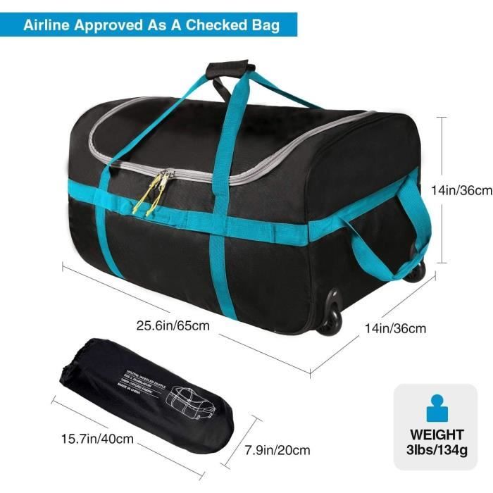 Campmax Sac De Voyage ?? Roulettes Grand Sac De Voyage Pliable Avec Roulettes, Noir - 85 L[u2688]